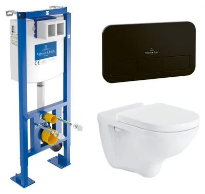 Image de Villeroy & Boch Pack Bâti-support autoportant ViConnect + Plaque denoir mat + Cuvette suspendue O.Novo