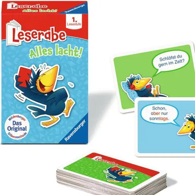 Produktbild von Ravensburger 23496 - Leserabe - Alles lacht - Kartenspiel zum Lesen lernen mit Spaß - 1. Klasse, für Kinder ab 6 Jahren