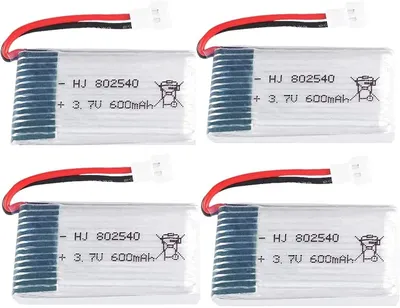 Zdjęcie produktu dla Zestaw 4 akumulatorów Lipo 3.7V 600mAh do dronów | Kompatybilne z Syma X5, X5C, Cheerson CX-30W, Wltoys F949 | Akumulatory ładowalne
