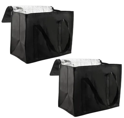 2er-Set Isolierte Kühltaschen 30 L, schwarz, faltbar