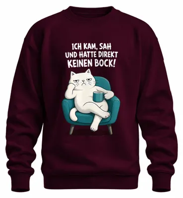 Immagine prodotto di Ich kam, vidi e non ebbi nessuna voglia di fare dichiarazioni. Maglione con scritte sarcastiche, colore bordeaux, taglia S