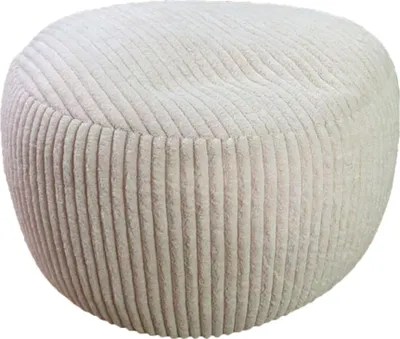 Image de Pouf Relaxdays, velours côtelé, H x P : 25 x 35 cm, rembourrage en polystyrène, coussin de sol rond, tabouret de salon, pouf, beige