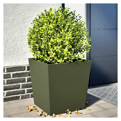 Produktbild von Pflanzkübel 2 Stück Olivgrün 50x50x50 Stahl, Blumentopf für Garten, Balkon und Terrasse