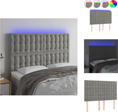 Produktbild von vidaXL LED Kopfteil Hellgrau 144x5x118/128 cm Samt -  Kopf- & Fußenden