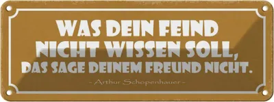 Produktbild von vianmo Blechschild 10x27 cm was dein Feind nicht wissen soll Spruch Zitat