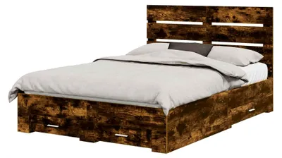 Produktbild von Stauraumbettgestell Geräucherte Eiche Holzwerkstoff 203x143x100cm