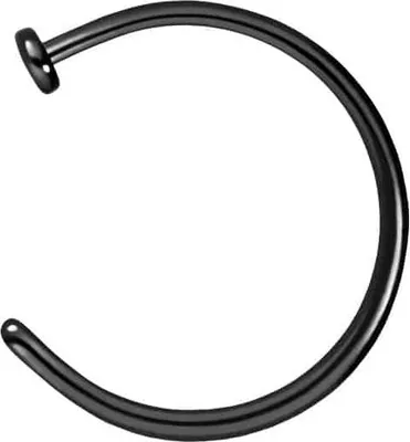 Produktbild von Nasenpiercing, Nasenstecker Titan Nasenring offen PLATTE Schwarz Innendurchmesser: 10mm + Stabstärke: 0,8mm