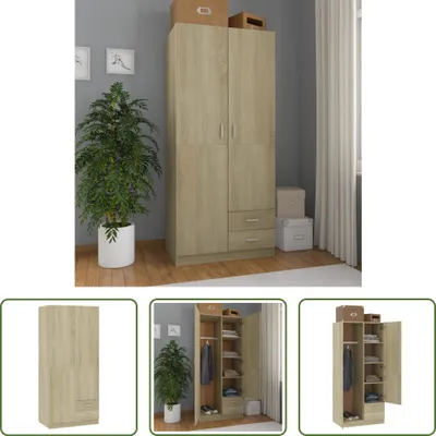 Image de The Living Store Armoire Chêne Sonoma 80x52x180 cm Matériau dérivé du bois