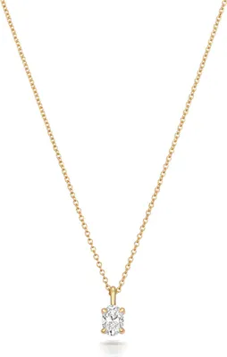 Produktbild von Funkelndes Feuer Stylische 18 Karat (750) Gold Damen - Diamant Anhänger mit Kette Oval-Schliff 0.19 Karat - 46cm; TRS3736418KY