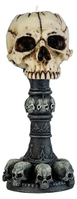 Produktbild von Antiker Totenkopf Teelichthalter mit Totenschädelsammlung 17 cm