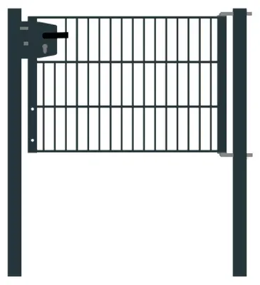 Produktbild von Drahtgittertor 1-flügelig, Durchgangslichte: 95 cm, Gesamtbreite inkl. Pfosten: 107 cm - Ausführung: anthrazit beschichtet, Höhe: 63 cm