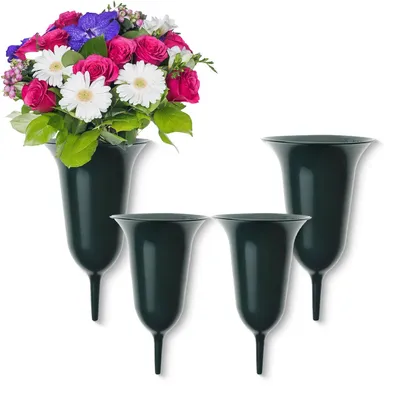 Immagine prodotto di Vasi per tombe a imbuto con punta a terra antigelo set di 4 vasi verdi 25, 30 cm