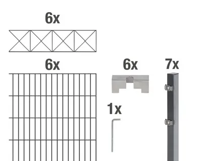 Immagine prodotto di Alberts 668204 Staccionata doppia "Nexus" come set completo di 32 pezzi, plastificata, antracite, altezza 100 cm, lunghezza 12 m