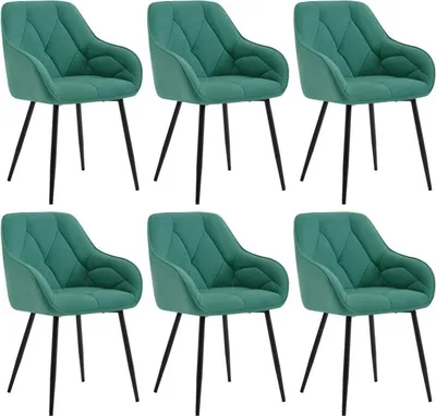 Obrázok produktu pre WOLTU Jedálenská stolička, ergonomické kreslo, zo zamatu, kovové nohy : tyrkysová 6 Farba: tyrkysová Množstvo: 6