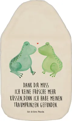 Produktbild von Mr. & Mrs. Panda Wärmflasche Frosch Liebe - Weiß - Geschenk, Hochzeitstag, Wärmflaschen, gummi, Wärmeflasche, Frösche, Plüsch, Wärmekissen, Freundin, Froschkönig
