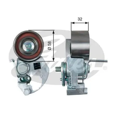 Produktbild von GATES T43133 Spannrolle Zahnriemen Ø58mm für HYUNDAI i30 (FD) i30 CW (FD) GETZ (TB) TUCSON (JM) SANTA FÉ II (CM)