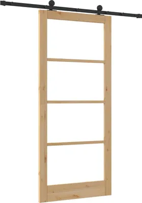 Image de Porte coulissante vidaXL ORKDAL, 93 x 211 cm, en bois massif de pin et avec vitre
