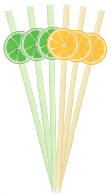 Produktbild von Orion | Wiederverwendbare Strohhalme 23 cm - 6 Stk. - Trinkhalme mit Zitrone & Limette