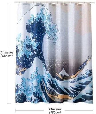 Produktbild von Japanische Stil Duschvorhang - wasserdicht - 1 Stück - Polyester - 71 x 71 Zoll