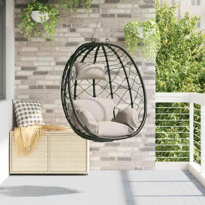 Produktbild von Möbel Hängendes Ei-Stuhl Taupe 91,5 x 54,5 x 107 cm Poly-Rattan - Hollywoodschaukeln &43264