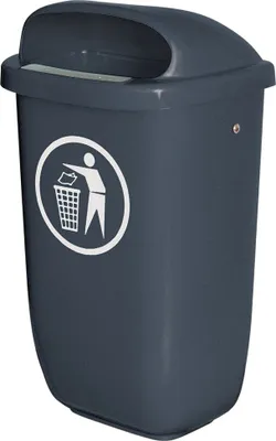 Produktbild von Abfallbehälter für den Außenbereich, Inhalt 50 Liter, nach DIN 30713, anthrazit