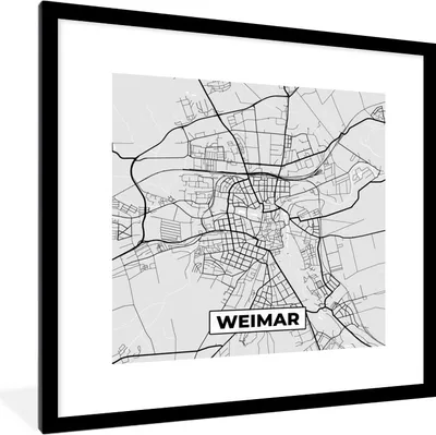 Produktbild von MuchoWow® Gerahmtes Poster Weimar - Karte - Deutschland - Stadtplan 40x40 cm - Poster mit Schwarzem Bilderrahmen Wandposter Rahmen Foto Bilder - Poster - Plakat im Rahmen