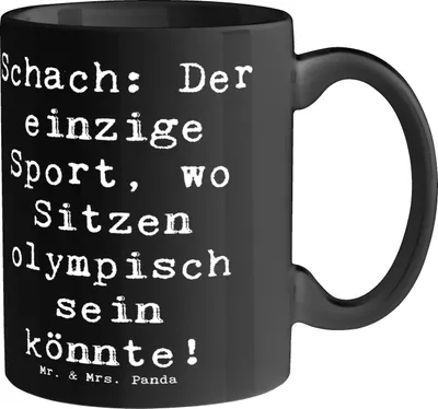 Produktbild von Mr. & Mrs. Panda Tasse Spruch Schach Sport - Schwarz - Geschenk, Pott, Unterhaltung, Sportart, Sportler, Strategie, Strategisches Denken, Becher, Teetasse, Konzentration