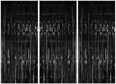 Produktbild von 3x Lametta Vorhang - schwarz - 91x244 cm