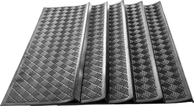 Produktbild von 5 Stück Stufenmatte Treppenmatte rutschfest langlebig Vollgummi in schwarz TRAPA  Jet-Line