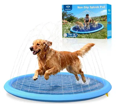 Produktbild von Hund Spritzmatte 170cm Blau XL 0,55mm PVC Wasserspielzeug Sommer Garten