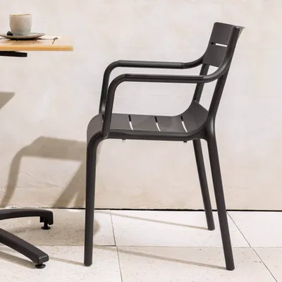 Produktbild von Schwarzer Terrassensessel aus Kunststoff - Oviala Paname