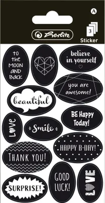 Produktbild von Herlitz Deko Sticker Just Black 3 Bogen, selbstklebend