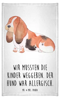 Produktbild von Mr. & Mrs. Panda Handtuch Hund Basset Hound - Weiß - Geschenk, Klein, Sprüche, Süß, Gästehandtuch 30x50, Lustig, gäste wc, Baumwollhandtuch, baumwolle
