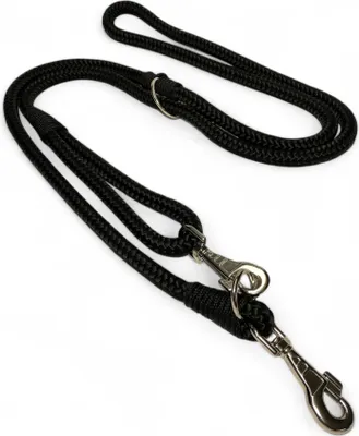 Produktbild von Hundeleine Umhängeleine Nylon Robust 2,50 m Doppelleine 3-fach verstellbar 14 mm schwarz