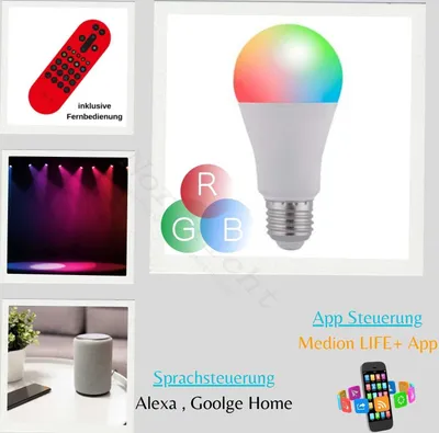 Produktbild von Leuchtendirekt 08224-1 E27 10W RGB 2700K LED-Lampe, Birnenform, Sockel E27, 10 Watt, wechselnde Farben, 2700 K, dimmbar