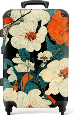 Produktbild von NoBoringSuitcases.com Hartschalen Koffer Mittelgroß 67x43x25 cm, 72L, Drucke für Frauen: Bunt - Blumen, Reisekoffer mit 4 Rollen
