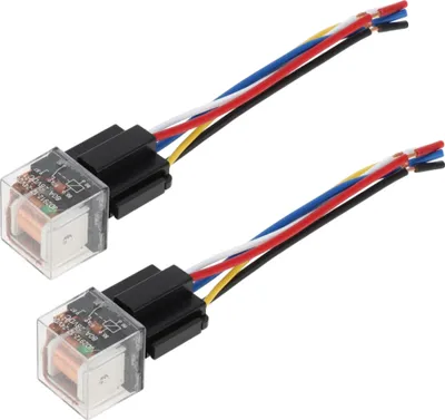 Produktbild von 5 Pins 24V 80A 2 Stk. Auto-Relais mit Kabelbaumsteckdosen Wasserdichtes Auto-Relais Klar Schwarz
