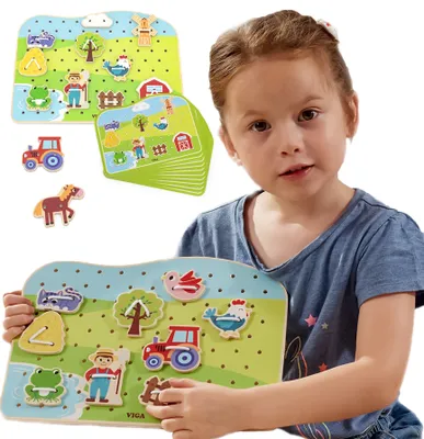 Produktbild von Viga 44637 Schnürsenkelspiel - Bauernhof