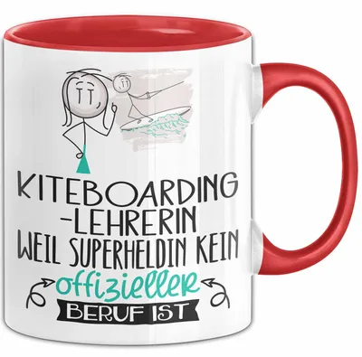 Produktbild von Kiteboarding-Lehrerin Geschenk Tasse Lustiger Spruch Kiteboarding-Lehrerin Weil Superheldin Kein Offizieller Beruf Ist Geschenkidee (Rot)
