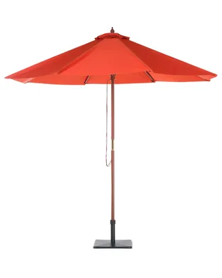 Zdjęcie produktu dla BELIANI Parasol ogrodowy czerwony poliester drewno brzozowe ø 270 cm mechanizm sznurkowy nowoczesny