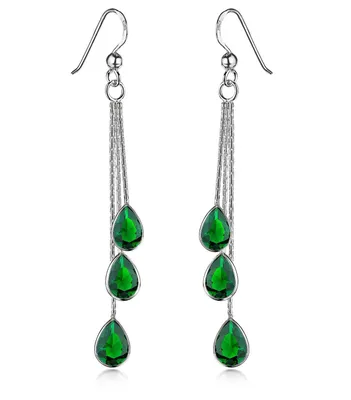Image de MATERIA by Matthias Wagner Pendants d'oreilles zirconium vert Argent 925 pour femmes SO-277-Grün