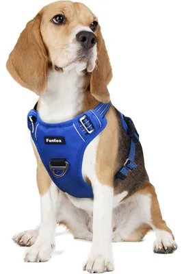 Produktbild von Hundegeschirr Mittelgroße Hunde M Verstellbares Anti-Zug Brustgeschirr mit Griff & Reflektorstreifen Blau
