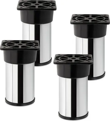 Produktbild von 4 Stück Möbelfüße Alfa II 100 mm (+ 10 mm) Ø 50 mm Chrom poliert höhenverstellbare Möbelbeine aus Stahl Sotech