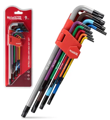 Immagine prodotto di Set chiavi Torx a stella - T-grip - T10 - T50 - 9 pezzi - Chiave Torx a stella con braccio lungo