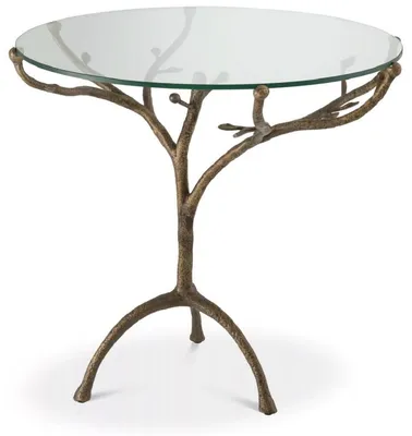 Immagine prodotto di Casa Padrino tavolino in ottone vintage Ø 79,5 x H. 75 cm - Tavolino rotondo in ottone con piano in vetro - Mobili Soggiorno - Mobili