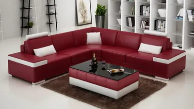 Produktbild von Ledersofa Möbel L-Form Couch Wohnlandschaft Ecksofa Garnitur Design Modern Sofa