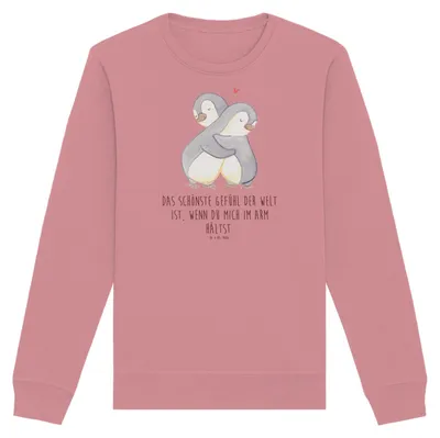 Produktbild von Mr. & Mrs. Panda Baumwoll Sweatshirt Pinguine Kuscheln Größe L - Canyon Pink - Geschenk, für Partner, Frauen, Pullover, Sweater, Freundin, Hochzeitstag, Pulli