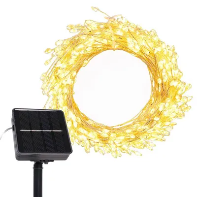 Solar-Lichterkette, 200 LEDs, 6 m, Kupferdraht, warmweiß