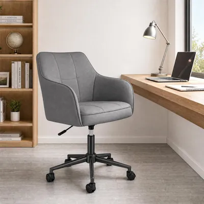 Produktbild von Schreibtischstuhl Bürostuhl mit Armlehnen,Ergonomisch Homeoffice Stuhl,Samt Schminkstuhl,Drehstuhl mit Rollen,Höhenverstellbar für Büro,Schlafzimmer