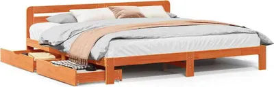 Produktbild von vidaXL Massivholzbett ohne Matratze Wachsbraun 200x200 Kiefernholz